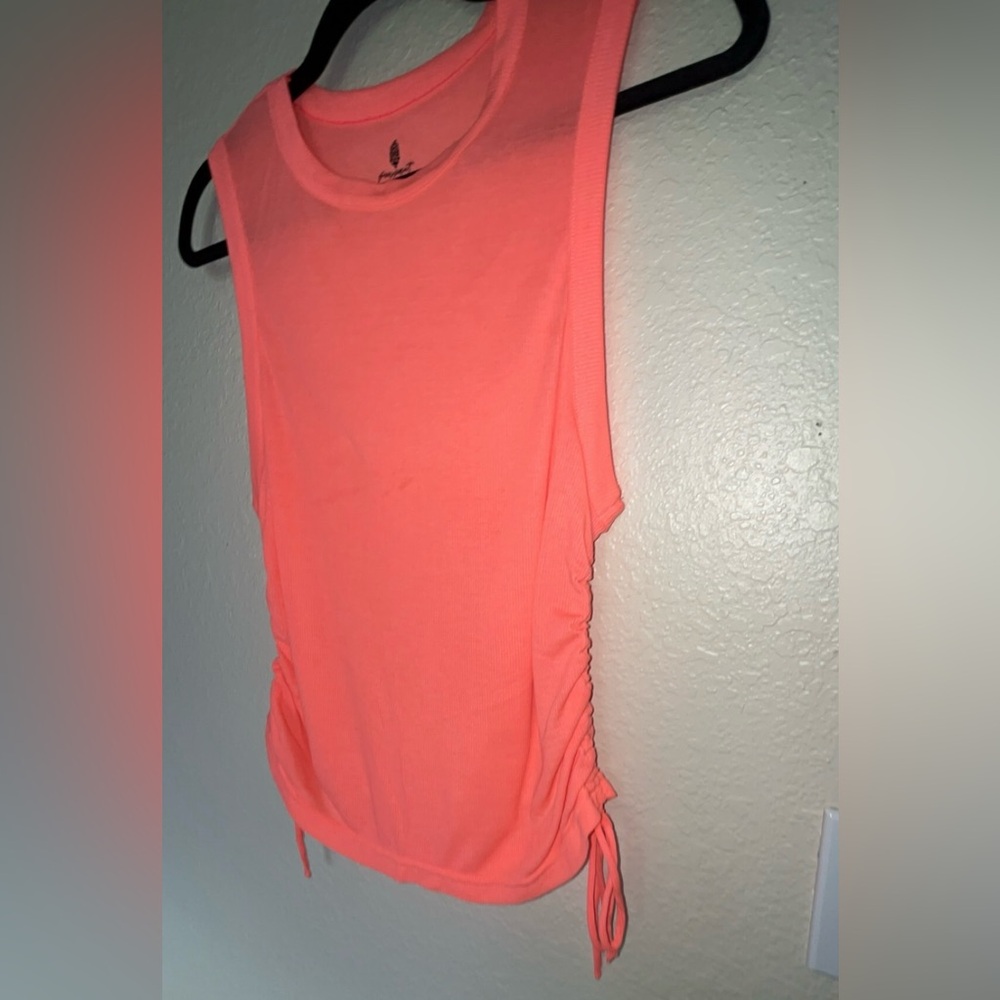 Free People Movement It’s A Cinch Bright Neon Pink Ribbed Tank Top SIZE MEDIUM - Picture 3 of 9